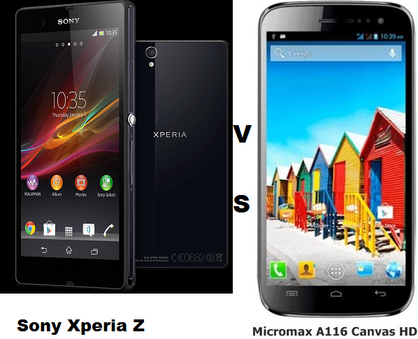 Micromax A116 Canvas HD vs Sony Xperia Z